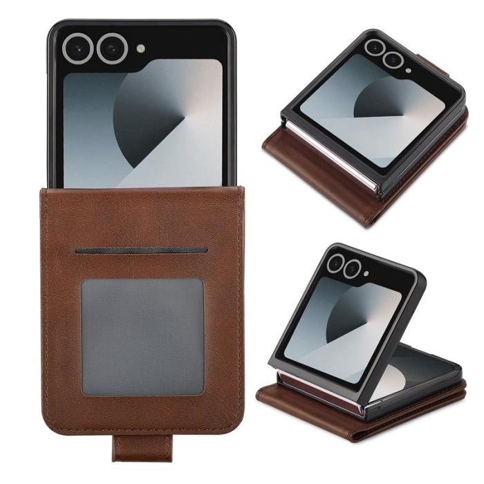LC.imeeke - LC.IMEEKE Samsung Galaxy Z Flip7 Fodral KonstLäder - Brun