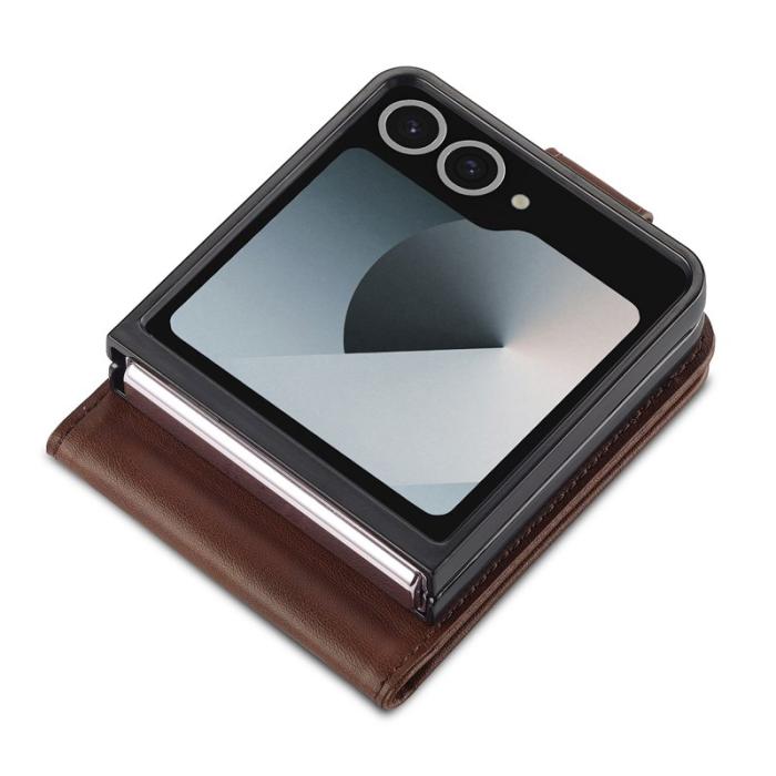 LC.imeeke - LC.IMEEKE Samsung Galaxy Z Flip7 Fodral KonstLäder - Brun
