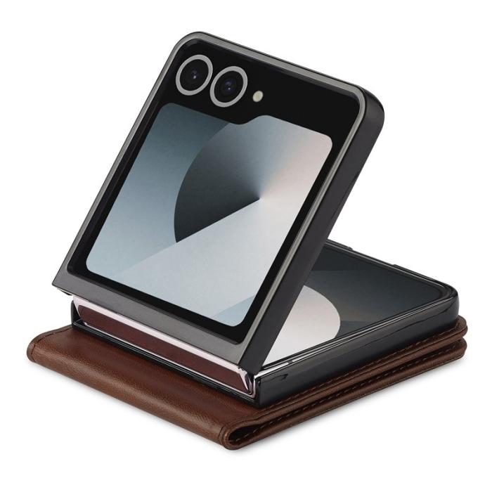 LC.imeeke - LC.IMEEKE Samsung Galaxy Z Flip7 Fodral KonstLäder - Brun