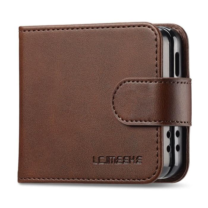LC.imeeke - LC.IMEEKE Samsung Galaxy Z Flip7 Fodral KonstLäder - Brun