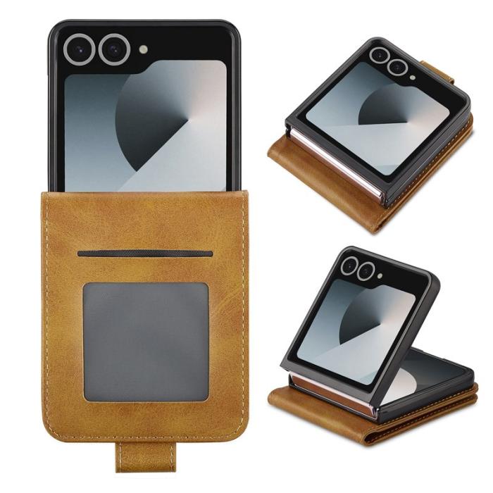 LC.imeeke - LC.IMEEKE Samsung Galaxy Z Flip7 Fodral KonstLäder - Gul