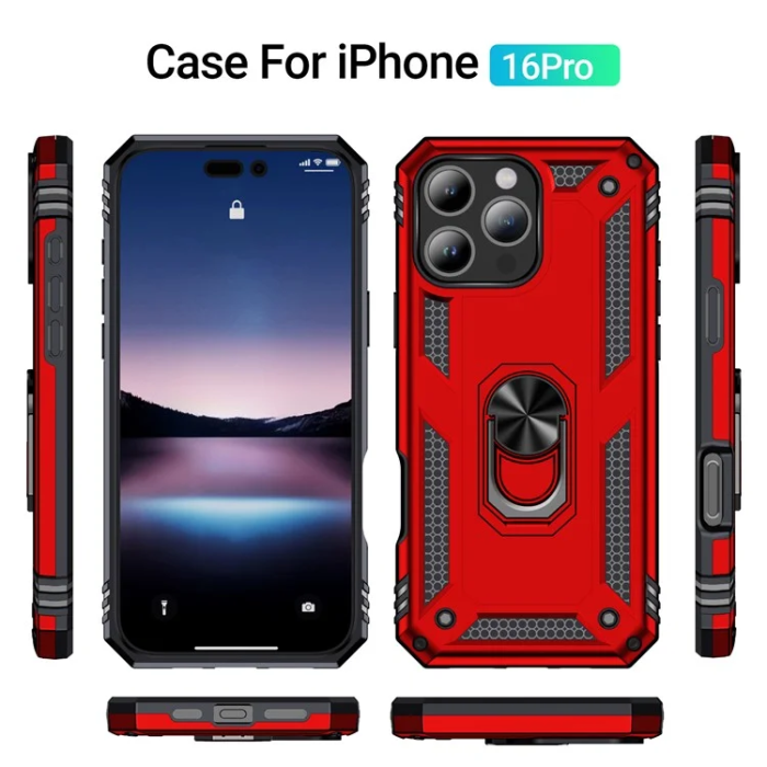 A-One Brand - iPhone 16 Pro Mobilskal med Kickstand - Röd