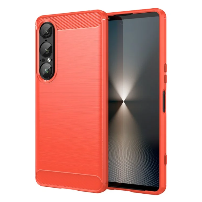 A-One Brand - Sony Xperia 1 VII Mobilskal Carbon Fiber Texture - Röd