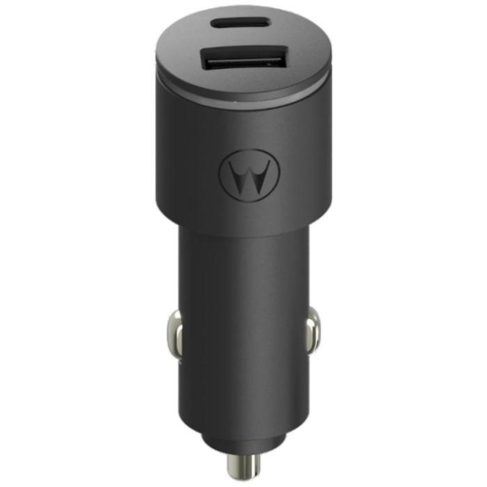 Motorola - Motorola Billaddare 45W 1xUSB-A 1xUSB-C med USB-C 1m Kabel TurboPower - Svart