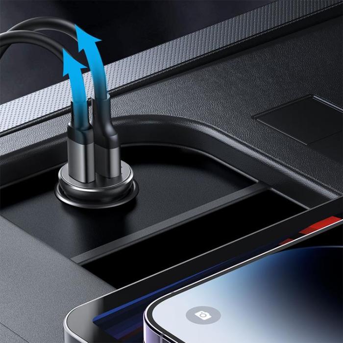 Joyroom - Joyroom Mini Billaddare USB-A/USB-C 30W - Svart