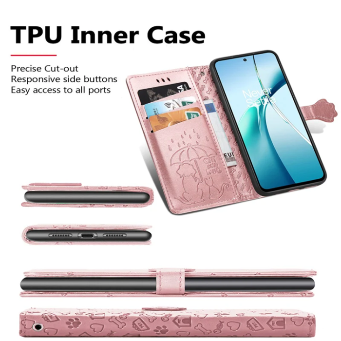 A-One Brand - Xiaomi 15 Ultra Plånboksfodral Cat Dog Pattern - Rosa Guld