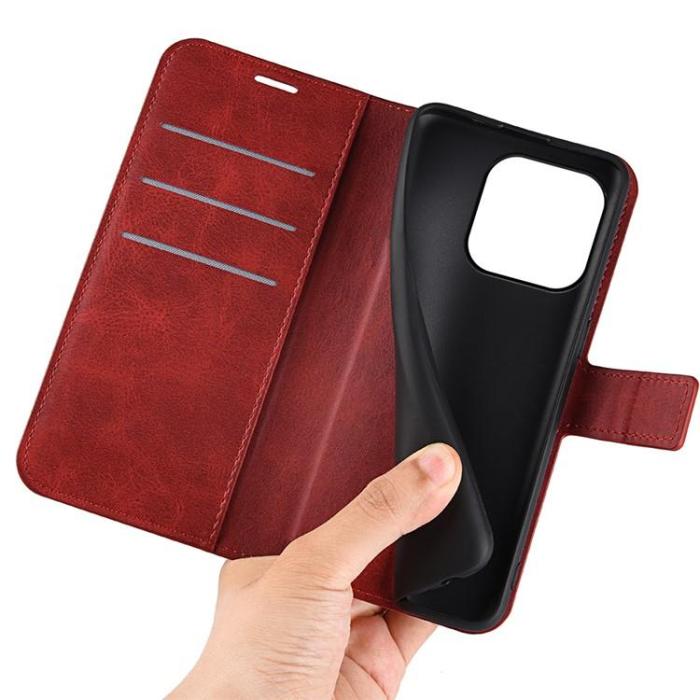 OEM - iPhone 15 Plus Plånboksfodral Calf Flip Folio - Röd