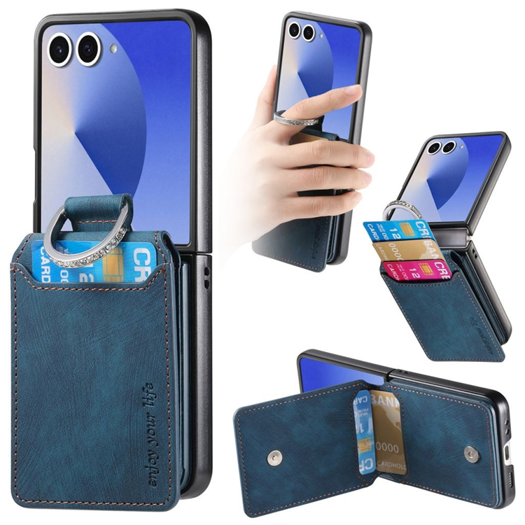 Galaxy Z Flip 7 Mobilskal Korthållare med Ring - Blå | 2353 | AlltMobil