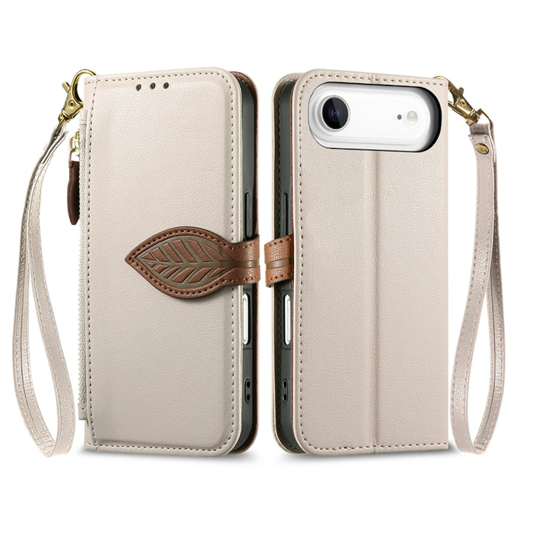 iPhone Air Plånboksfodral Leaf Magnetiskt Spänne Konstläder - Beige (Beige) | 2353 | AlltMobil