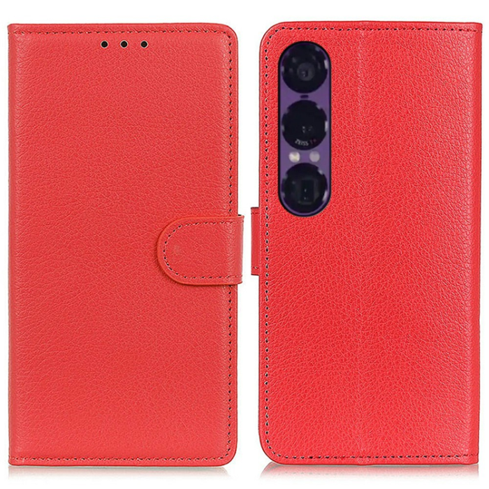 A-One Brand - Sony Xperia 1 VII Plånboksfodral Litchi Texture - Röd