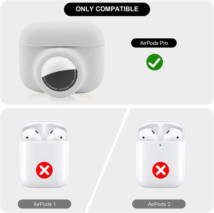 OEM - 2-in-1 Silicone Skal Airpods Pro med Airtag - Vit