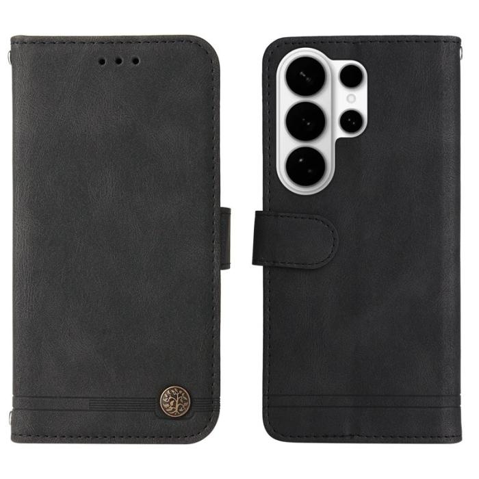 OEM - Samsung Galaxy S26 Ultra Fodral Äkta Läder Ställ med Rem - Svart