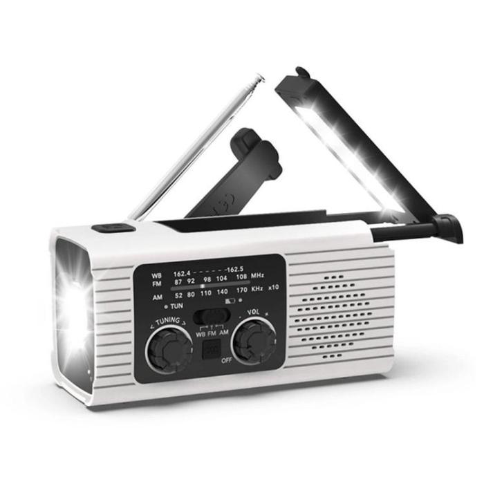 Pristar - Pristar Radio FM med Ficklampa 4000 mAh YX318 - Vit