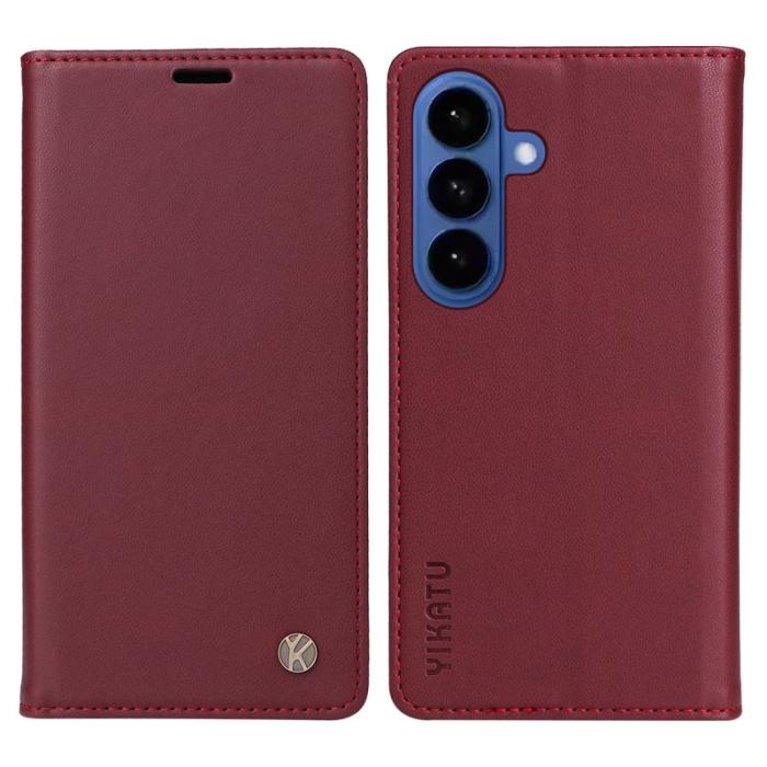 YIKATU - YIKATU Samsung Galaxy S26 Plus Skal PU Läder - Vinröd