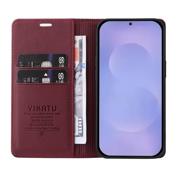 YIKATU - YIKATU Samsung Galaxy S26 Plus Skal PU Läder - Vinröd