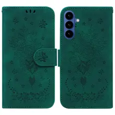 OEM - Samsung Galaxy S26 / S26 Pro Pl&aring;nboksfodral Konstl&auml;der Butterfly Blomma - Gr&ouml;n