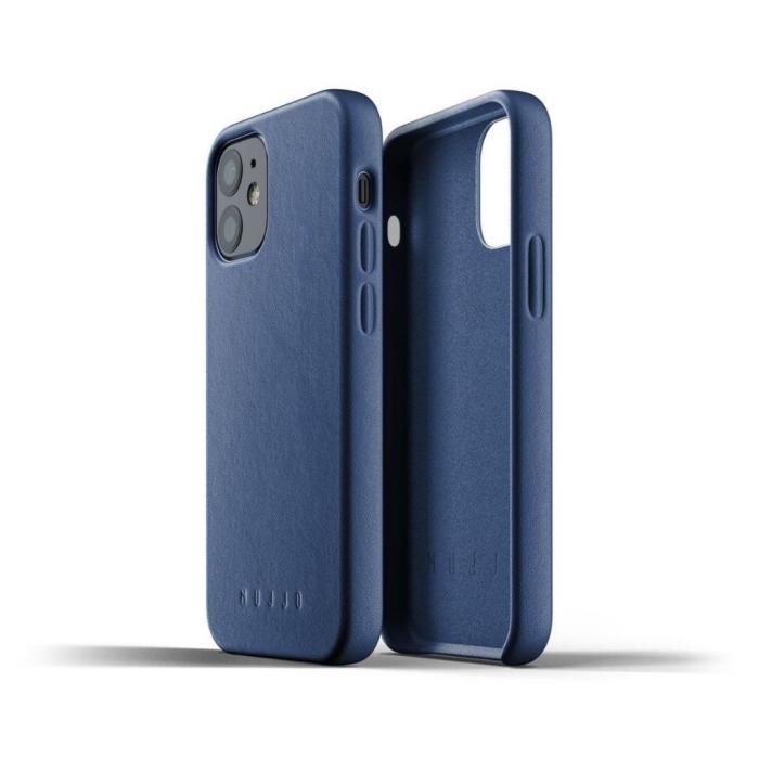 UTGATT5 - Mujjo Full Leather Case till iPhone 12 Mini - Monacoblå