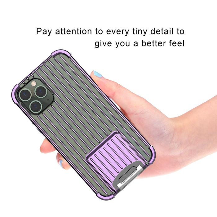 UTGATT1 - Suitcase Shaped Shockproof Skal iPhone 12 & 12 Pro- Lila