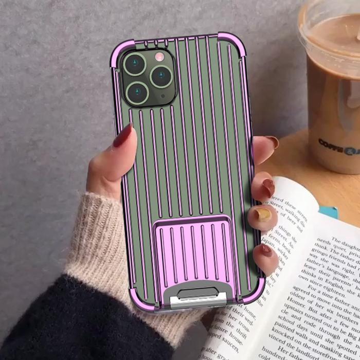 UTGATT1 - Suitcase Shaped Shockproof Skal iPhone 12 & 12 Pro- Lila