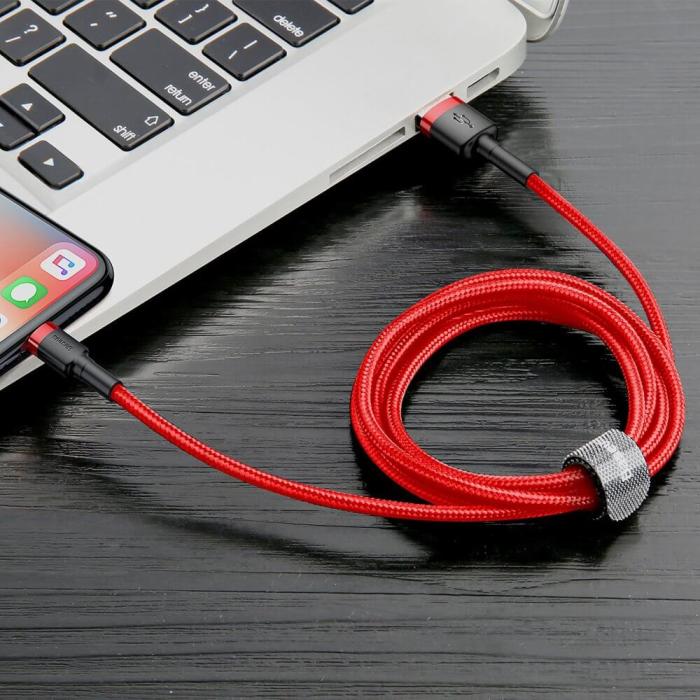 BASEUS - Baseus Cafule USB-A till Lightning kabel QC 3.0 2.4 A 0.5m Röd