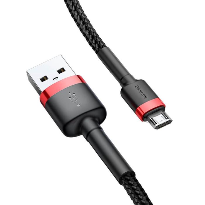 BASEUS - Baseus Cafule microUSB kabel 2A 3M Svart-Röd