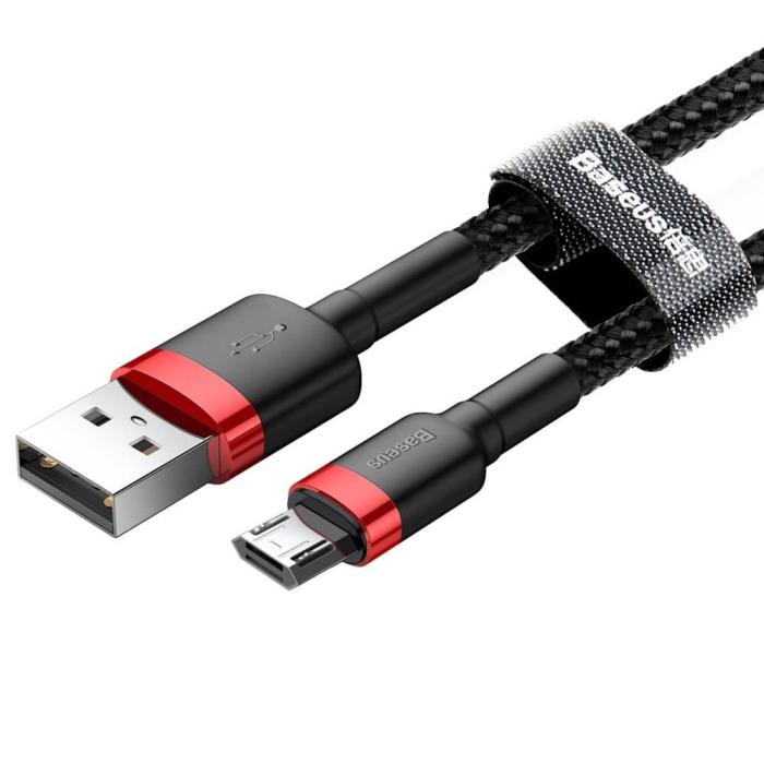BASEUS - Baseus Cafule microUSB kabel 2A 3M Svart-Röd