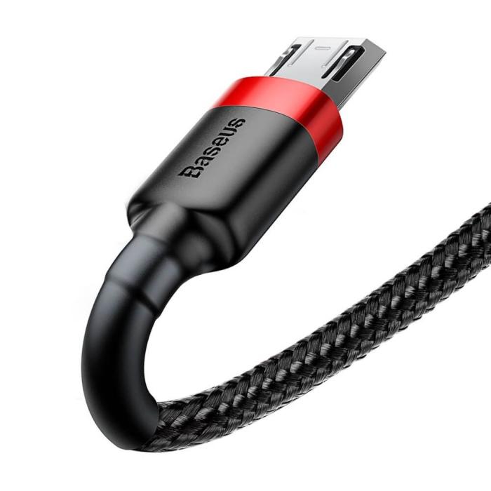 BASEUS - Baseus Cafule microUSB kabel 2A 3M Svart-Röd