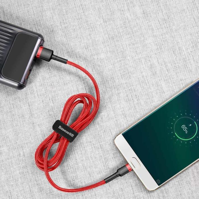 BASEUS - Baseus Cafule microUSB kabel QC3.0 2.4A 1M Röd