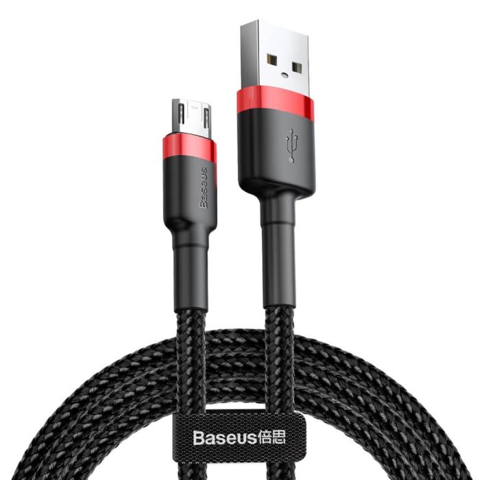 BASEUS - Baseus Cafule microUSB kabel QC 3.0 1.5A 2M Svart-Röd