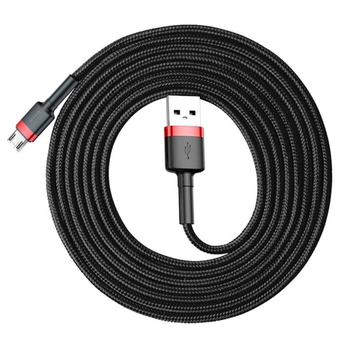 BASEUS - Baseus Cafule microUSB kabel QC 3.0 1.5A 2M Svart-Röd
