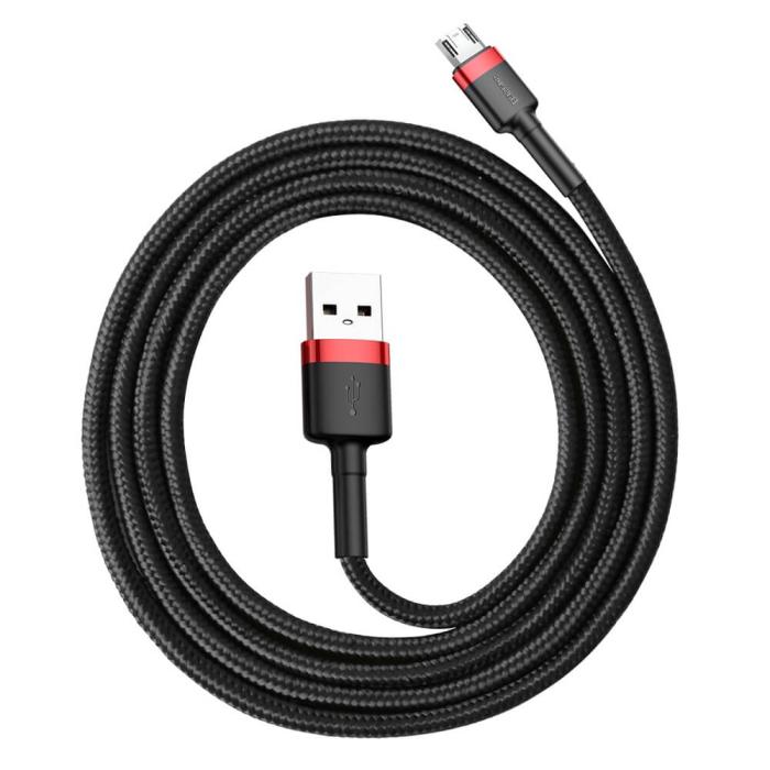 BASEUS - Baseus Cafule microUSB kabel QC 3.0 2.4A 1M Svart-Röd