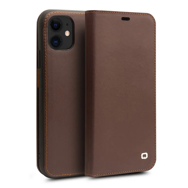 QIALINO iPhone 11 Plånboksfodral Äkta läder - Coffee | 2353 | AlltMobil