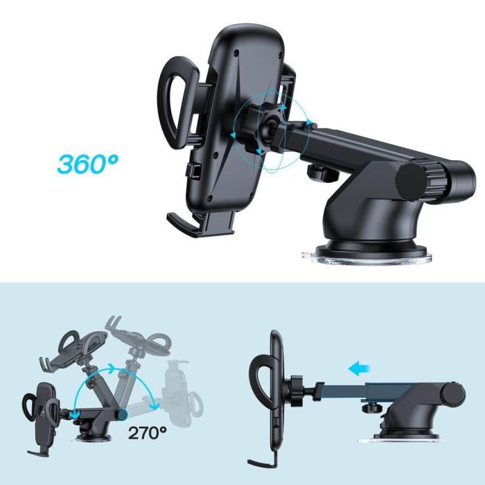 Joyroom - Joyroom mechanical car phone holder adjustable dashboard - Svart