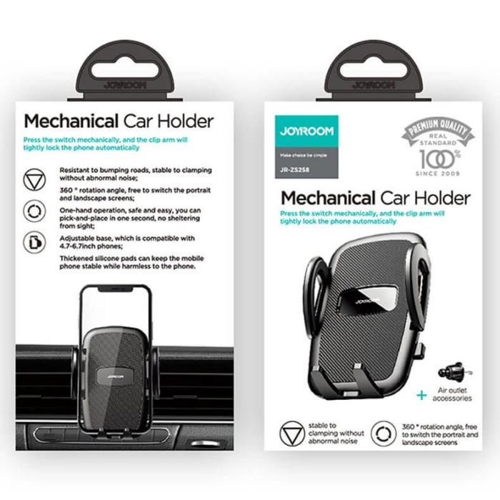 Joyroom - Joyroom mechanical car phone holder adjustable dashboard - Svart