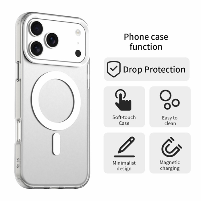 A-One Brand - iPhone 17 Pro Mobilskal MagSafe Anti Drop Hybrid - Vit
