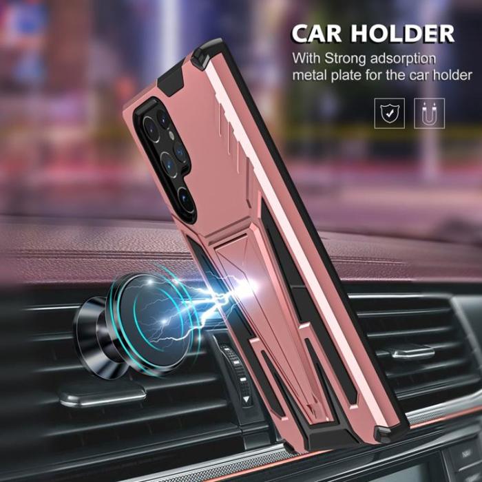 OEM - V-Shaped Kickstand Skal Galaxy S22 - Rosa Guld