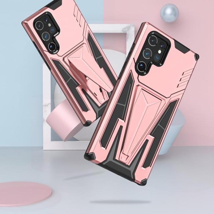 OEM - V-Shaped Kickstand Skal Galaxy S22 - Rosa Guld