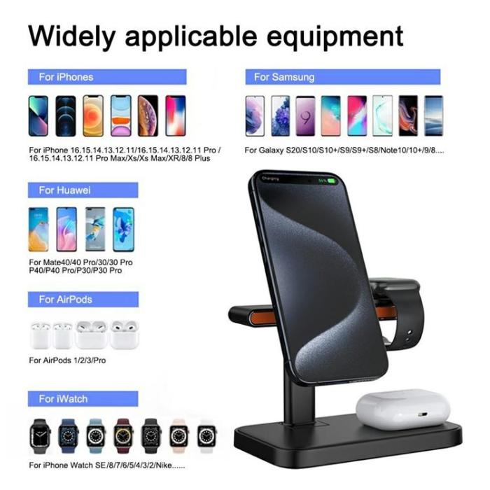 OEM - 3in1 Magnetisk Trådlös Laddare iPhone, Apple Watch, Airpods 15W