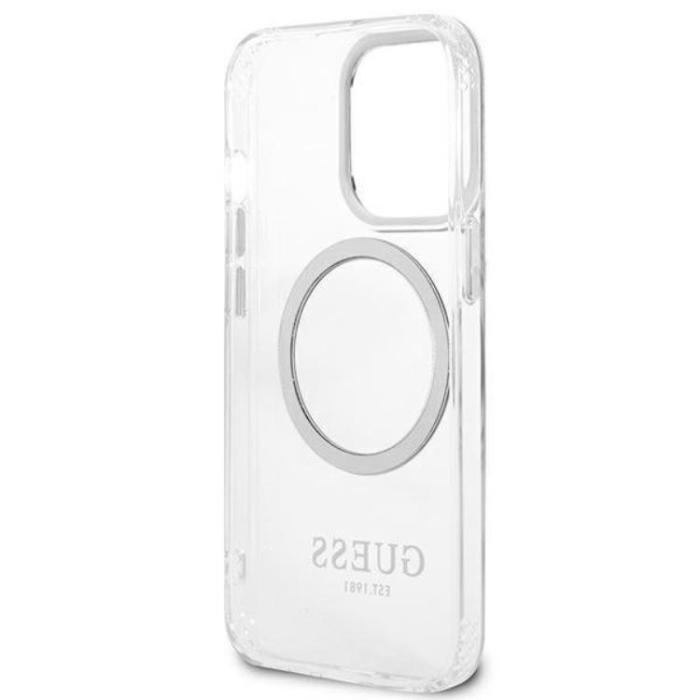 Guess - Guess iPhone 13 Pro Skal Magsafe Metal Outline - Silver