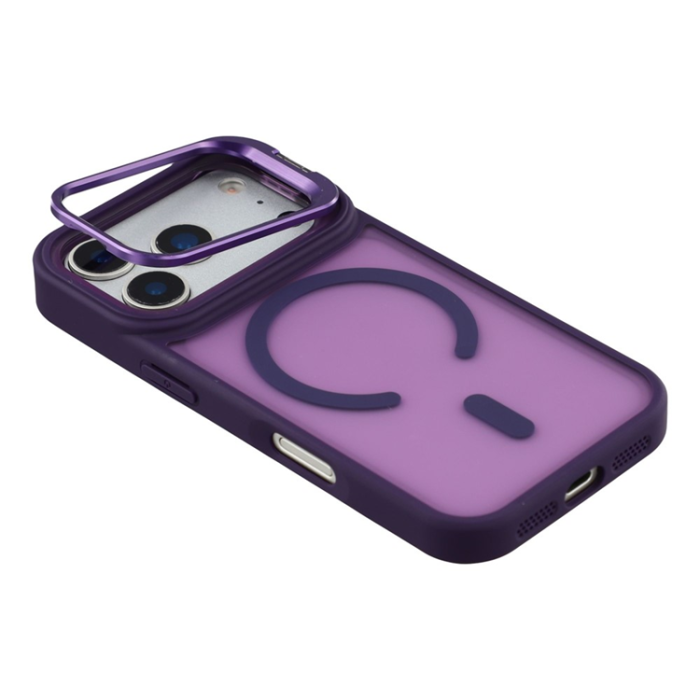 A-One Brand - iPhone 17 Pro Max Mobilskal MagSafe Lins Kickstand - Mörklila