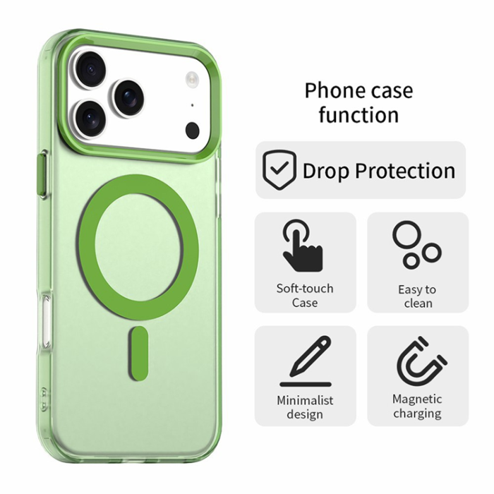A-One Brand - iPhone 17 Pro Max Mobilskal MagSafe Anti Drop Hybrid - Grön
