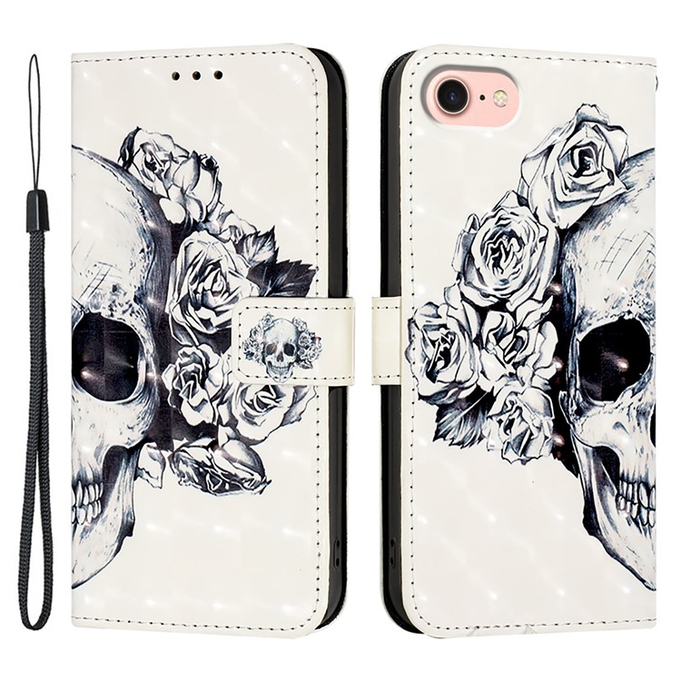iPhone 16e Plånboksfodral Printing Pattern Med Rem - Skull | 2353 | AlltMobil