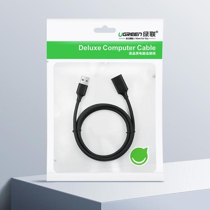 Ugreen - Ugreen Förlängning USB Hane Till USB Hona Kabel 3m - Svart