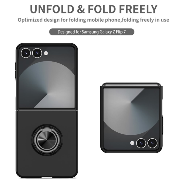 A-One Brand - Galaxy Z Flip 7 5G Mobilskal Rotatable Ring Kickstand - Svart