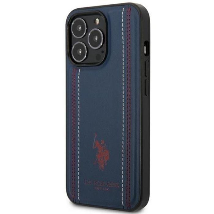 US Polo - US Polo iPhone 14 Pro Skal Lädersöm - Marinblå