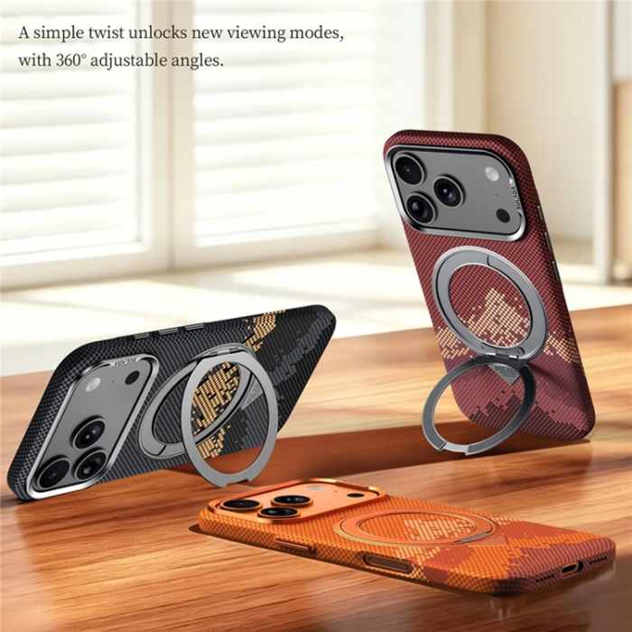 SULADA - SULADA Mobilskal iPhone 17 Magsafe 360° Rotating Ringhållare - Orange