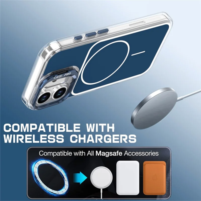 A-One Brand - iPhone 16 Plus Mobilskal MagSafe Lens Kickstand med Handrem - Blå