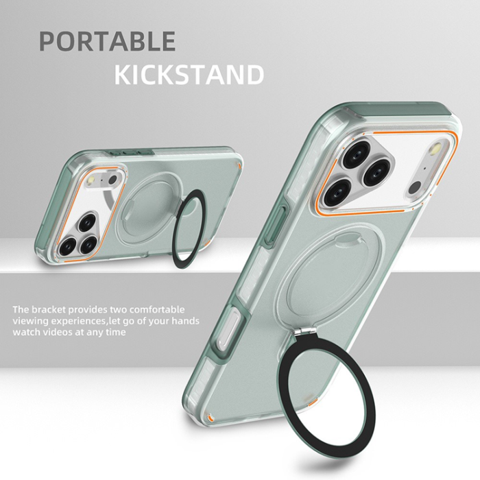 A-One Brand - iPhone 17 Pro Max Mobiskal MagSafe Med Kickstand TPU + PC - Clear