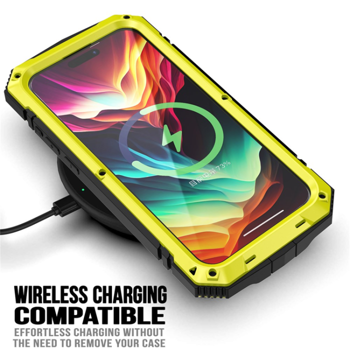 R-JUST - R-JUST iPhone 15 Pro Max Mobilskal med Härdat Glas - Gul