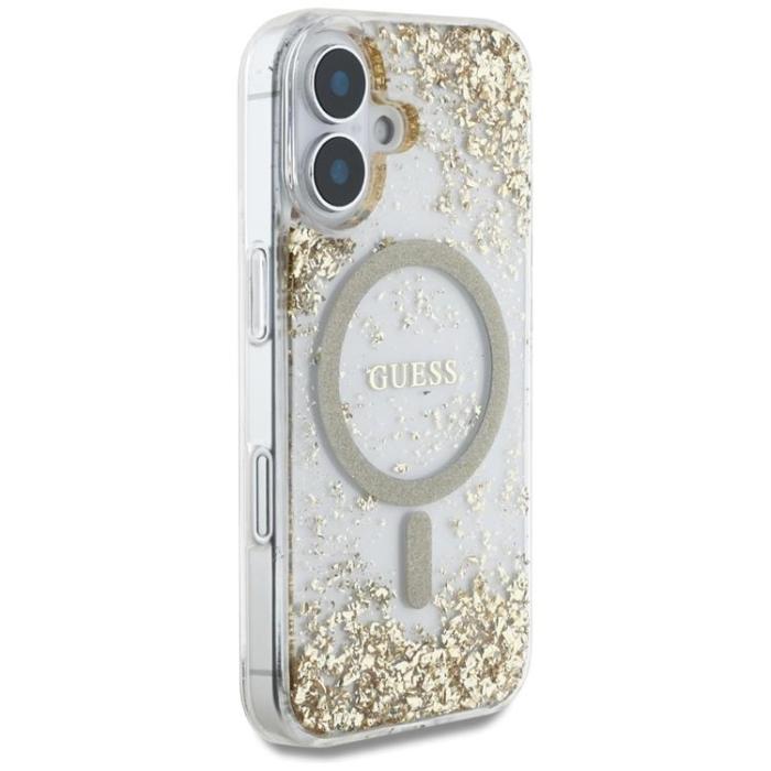 Guess - Guess iPhone 16 Mobilskal MagSafe HC Resin Bottom Glitter - Guld
